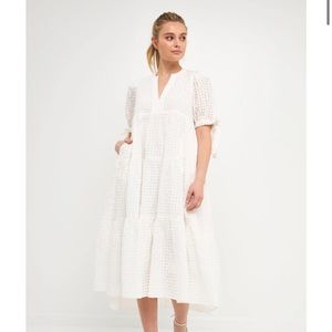 English Factory GINGHAM TIERED MIDI DRESS